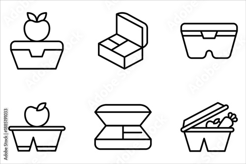 Lunchbox icon set. vector icons for web design on white background