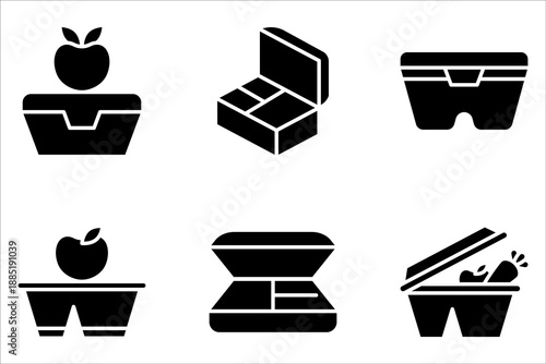 Lunchbox icon set. vector icons for web design on white background