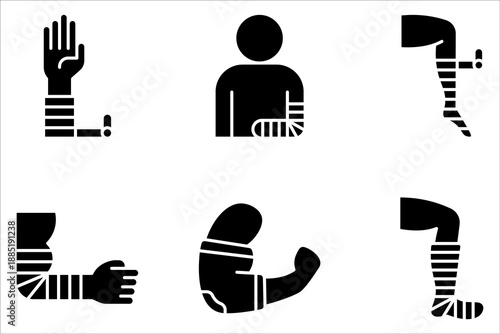 Elastic bandage icon set, simple illustration collection symbol on white background