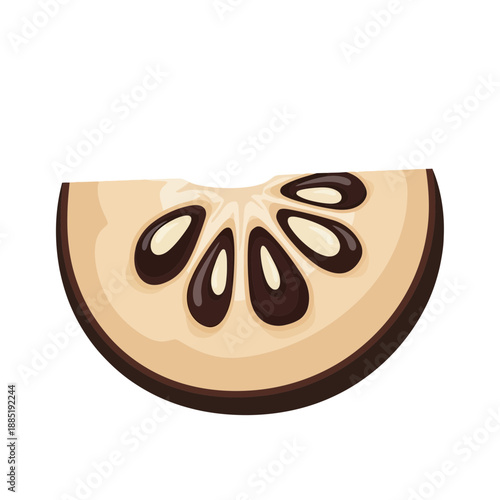 Close-up of a stylized fruit slice with seeds