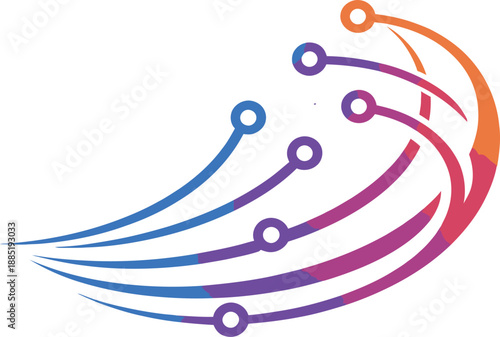 Modern abstract circuit flow design representing data movement, connectivity, innovation, and digital technology. Ideal for tech brands, startups, apps, AI, and futuristic visuals.