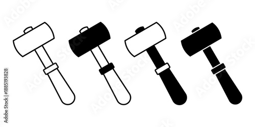 Sledge Hammer Black Icon Bundle for Heavy Construction Demolition Tools