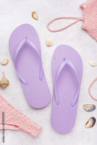 Lilac flip-flops with swims...