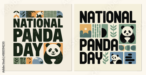 Adobe Illustrator ArtworkNational Panda Day Wildlife Conservation Awareness Illustration