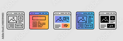 Colorful web browser windows icons set.