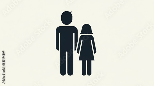 Man and Woman Silhouette Icon.