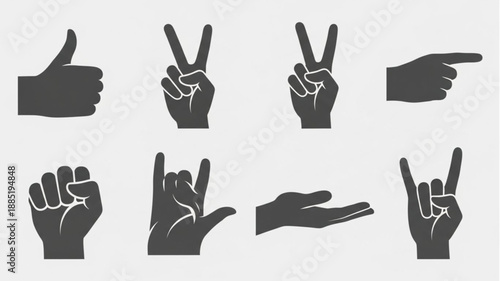 Collection of Hand Gestures Icons Silhouette.