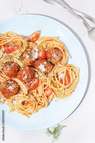 Plate of boiled pasta with ...