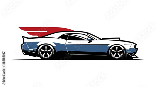 Modern Sports Car With Wing Illustration.