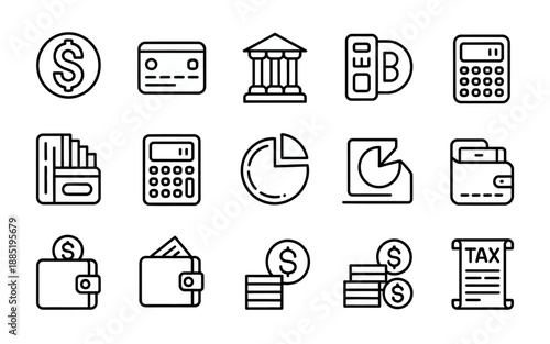 Financial icons for business and money management.