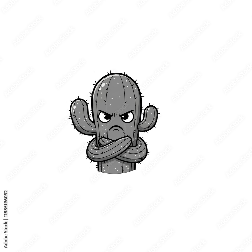 Fototapeta premium Grumpy Cactus Character