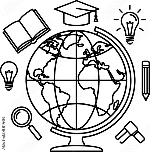 Global education icons set