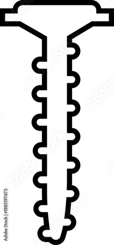 Self Tapping Screw Black Line Style Vector Icon Fastener Hardware Symbol and Construction Outline Graphic Group Featuring Screw, Bolt and Fixing Equipment