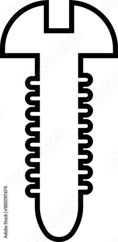 Self Tapping Screw Black Line Style Vector Icon Fastener Hardware Symbol and Construction Outline Graphic Group Featuring Screw, Bolt and Fixing Equipment