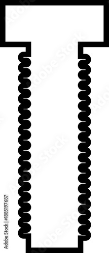 Self Tapping Screw Black Line Style Vector Icon Fastener Hardware Symbol and Construction Outline Graphic Group Featuring Screw, Bolt and Fixing Equipment