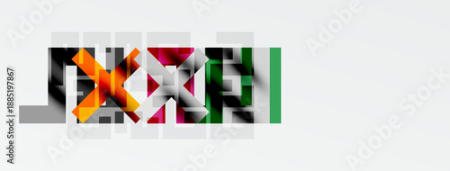 Abstract geometric shapes, varying colors, gray background. Minimalist design, modern aesthetic, simple composition.