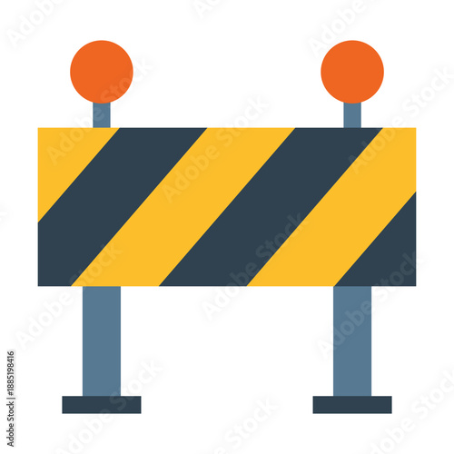 Road Barrier Flat Colored Icon for Traffic Safety Construction Zones and Road Work