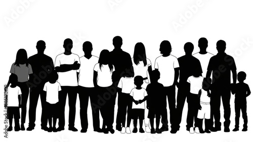 Large Diverse Family Silhouette Group Standing Together.