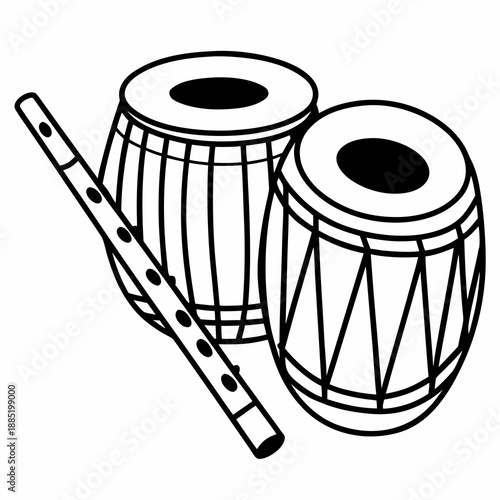 Musical Ensemble: An illustrative image presents a set of traditional Indian musical instruments, a vibrant visual that evokes a deep sense of cultural resonance