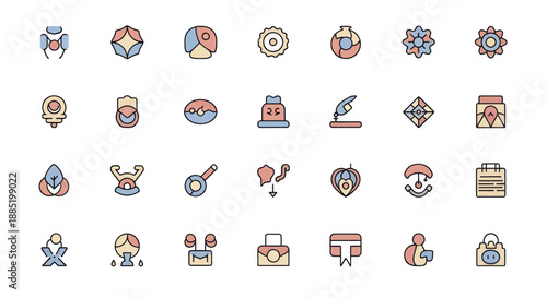 Collection of Diverse Icons Representing Various Concepts and Objects.