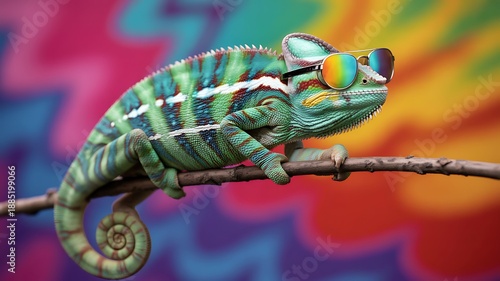 chameleon on a wooden background