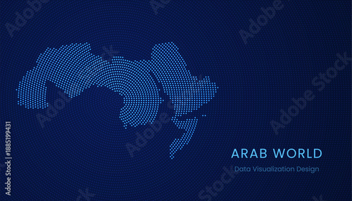 Arab World dotted digital map for data visualization design