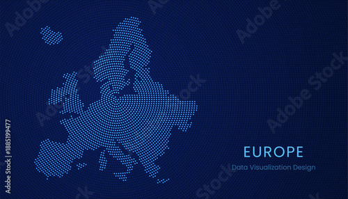 Europe dotted digital map for data visualization design