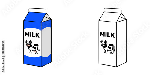 シンプルな牛乳パックのアイコンイラスト