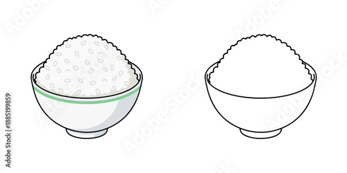 大盛りご飯茶碗のアイコンイラスト