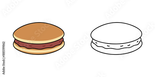 シンプルなどら焼きのアイコンイラスト