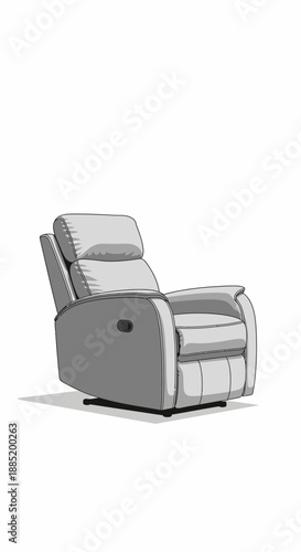 Light gray recliner chair isolated on white background studio shot.