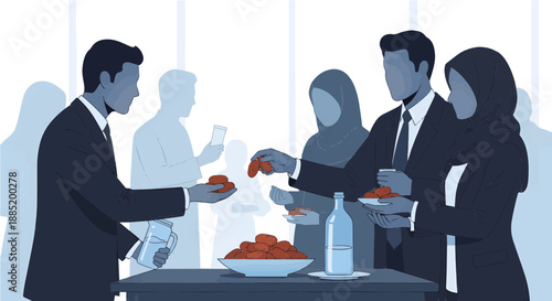 People enjoying food at a corporate event or party