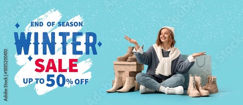 Banner for winter sale with...