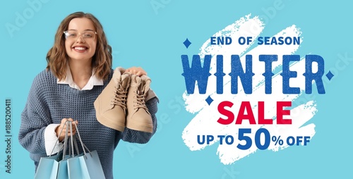 Banner for winter sale with...