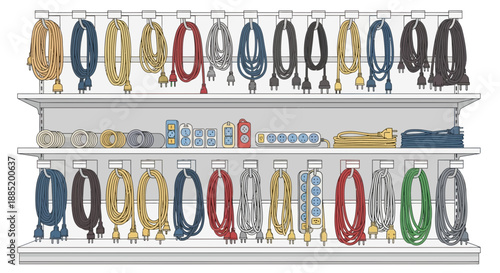 Many colorful belts hanging on a white shelf in an organized manner.