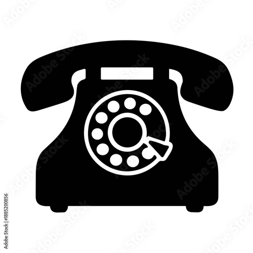icon illustration black retro telephone vector.