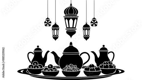 Ramadan iftar with dates and lanterns
