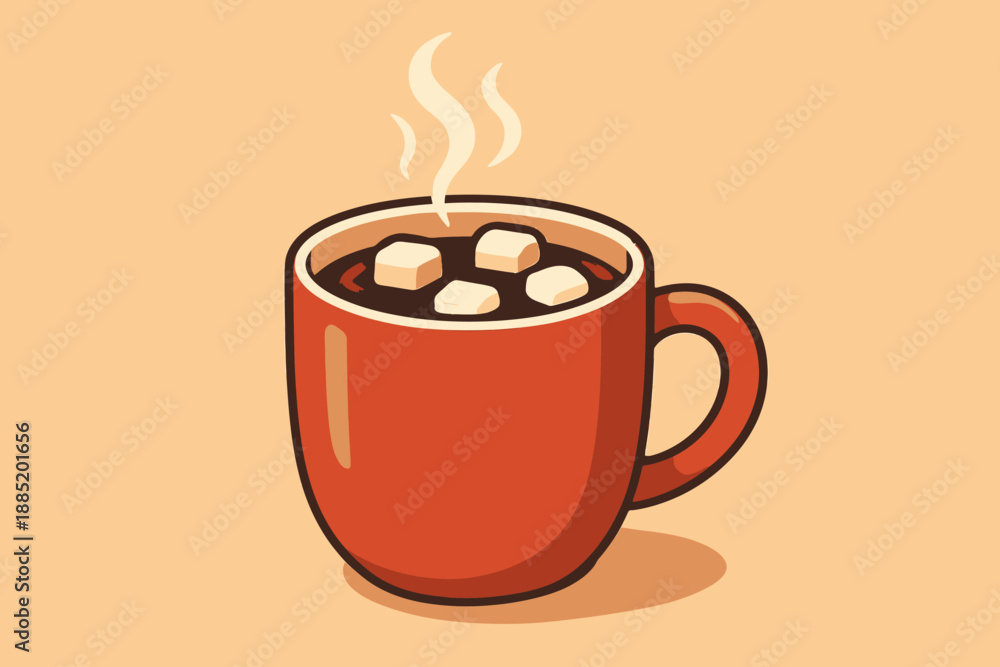 Obraz premium Cozy Hot Chocolate with Marshmallows Illustration.