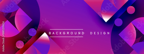 Abstract purple background features overlapping circles, gradients, dynamic shapes. Modern design element for digital projects.