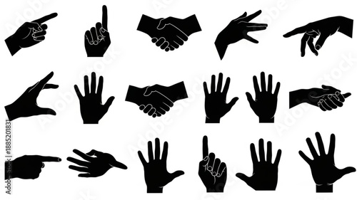 Collection of Hand Gestures and Silhouettes.