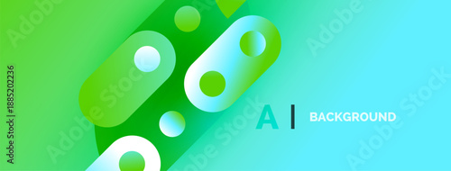 Abstract vibrant gradient background. Green, turquoise hues blend smoothly. Circular shapes overlap creating dynamic visual effect. Modern design element.