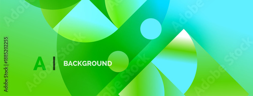 Abstract green, turquoise gradients form fluid shapes. Text reads AI BACKGROUND. Modern design, vibrant colors, smooth transitions.