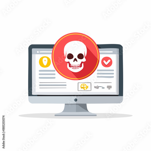 詐欺注意勧告 パソコン画面の髑髏警告