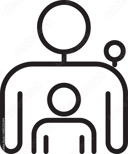 Human avatar with parent and child figures symbolizing family connection and personal profile