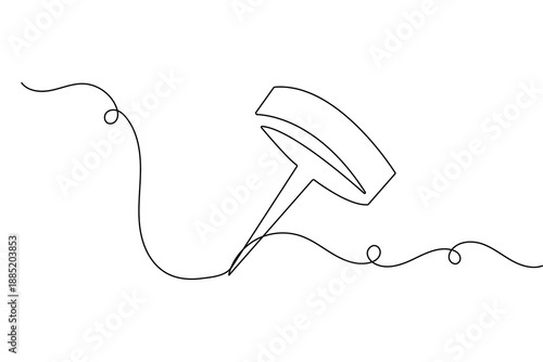 Push pin marker continuous one line drawing minimalist outline vector illustration