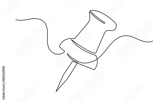 Push pin marker continuous one line drawing minimalist outline vector illustration