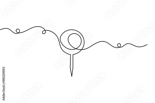 Push pin marker continuous one line drawing minimalist outline vector illustration