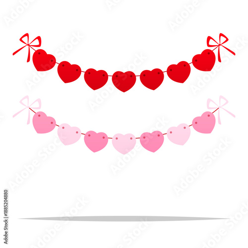 Valentine heart bunting decoration vector isolated illustration
