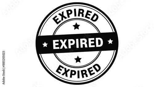 Official black rubber stamp icon graphic clearly indicating something has officially expired