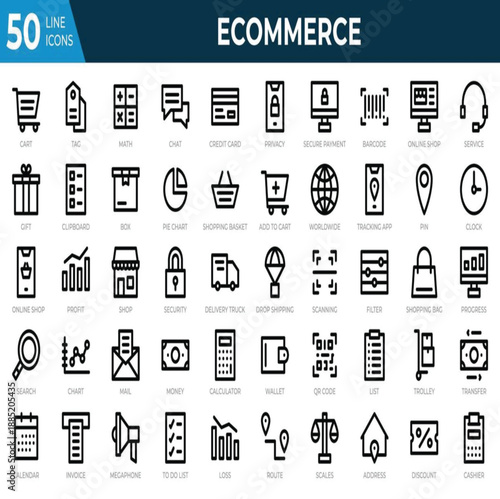 PrintThin line icons big set. Icons business marketing e-commerce media contact icon vector